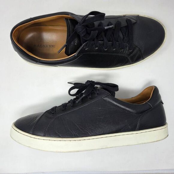 MAGNANNI COSTA LO FASHION SNEAKERS SHOES BLACK WHITE LEATHER MENS SIZE 10 - Picture 1 of 9
